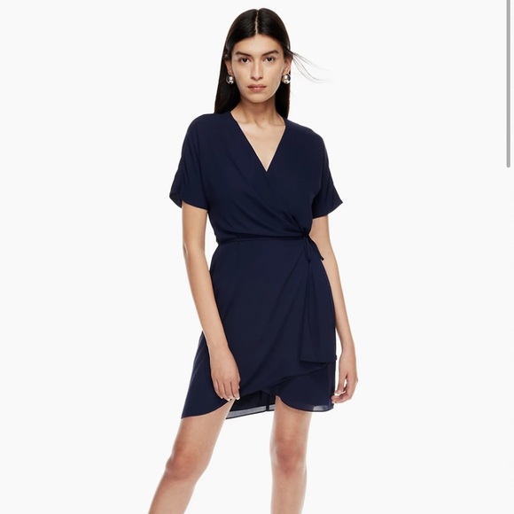 Babaton Wrap Dress - XXS Navy Blue - Picture 1 of 7